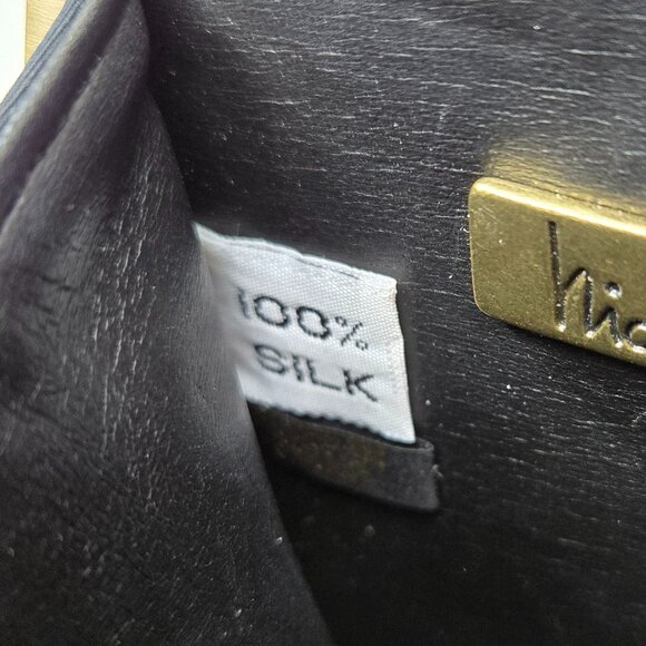 Nicole Miller 100% Silk Mini Chain Strap Purse Women's Dice Graphic Twist Clasp - Picture 7 of 9